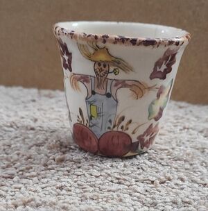 Scarecrow Farmhouse Autumn Fall Stoneware Jug Patton Pottery Hand Painted